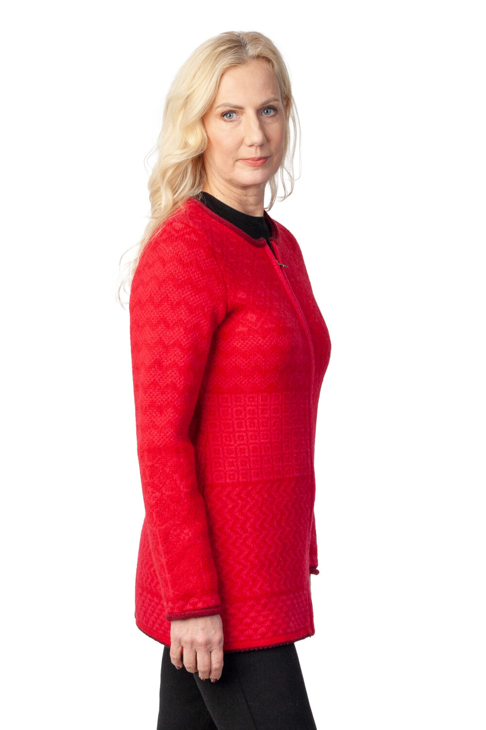 Wool cardigan with power patterns and a zipper - Image 4