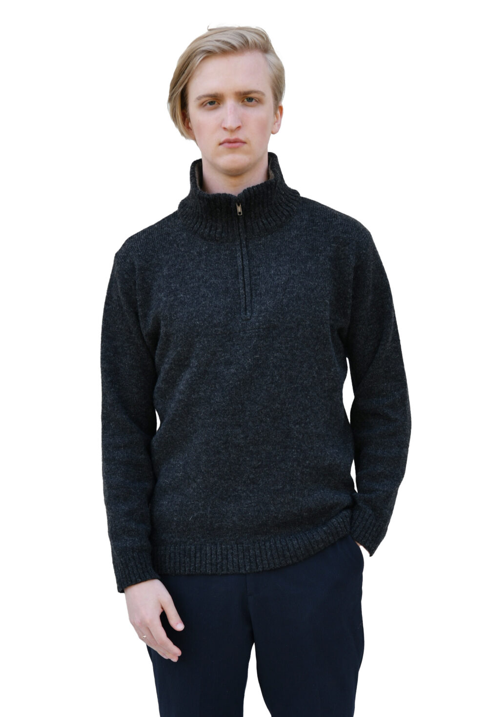 Wool pullover with a stand-up collar - Image 2