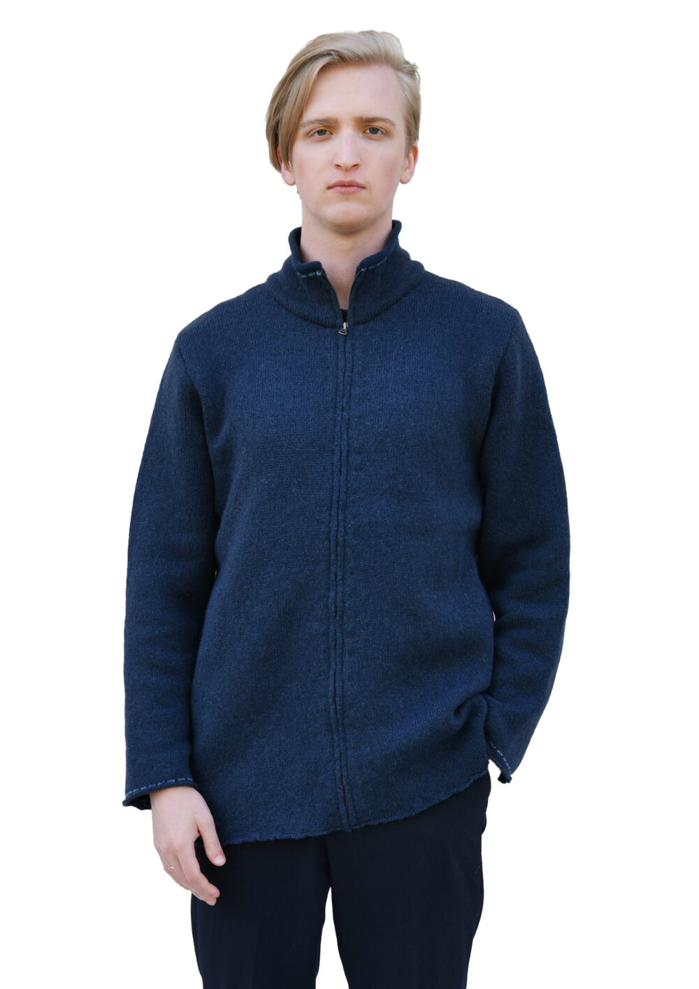 t-644-dd2-wool-cardigan-tree-of-life-pattern-pockets-front Wool cardigan with a Tree of Life pattern and pockets - Image 1