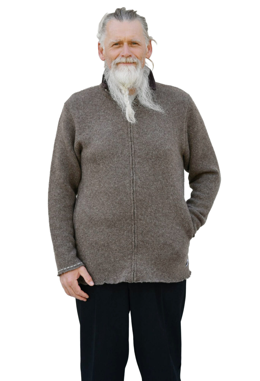 t-644-pp1-wool-cardigan-tree-of-life-pattern-pockets-front Wool cardigan with a Tree of Life pattern and pockets - Image 1