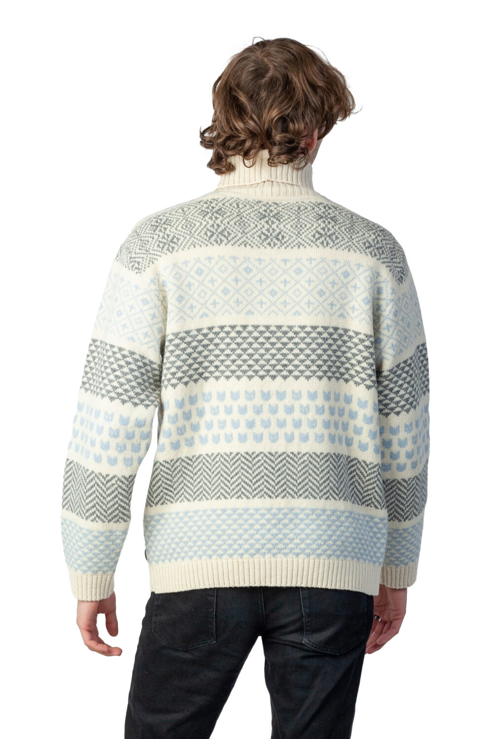 Merino wool turtleneck pullover with cat patterns - Image 6