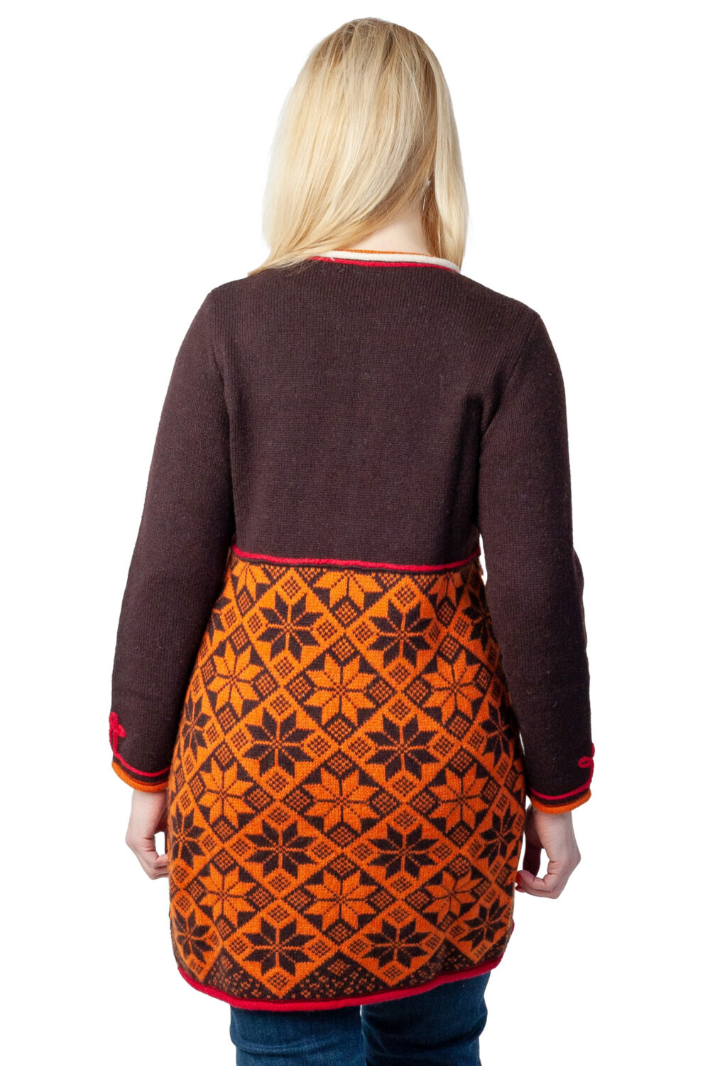 Long wool cardigan with Mulgi pattern - Image 3