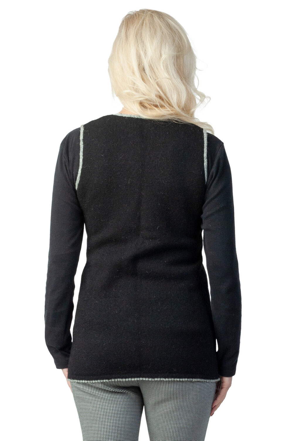 Long wool vest with pockets and zipper - Image 3