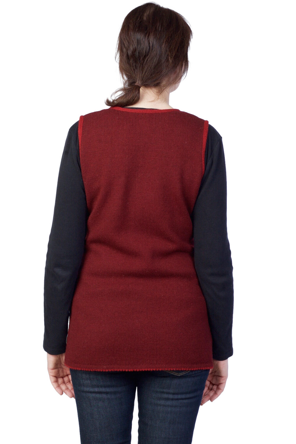 Long wool vest with pockets and zipper - Image 2