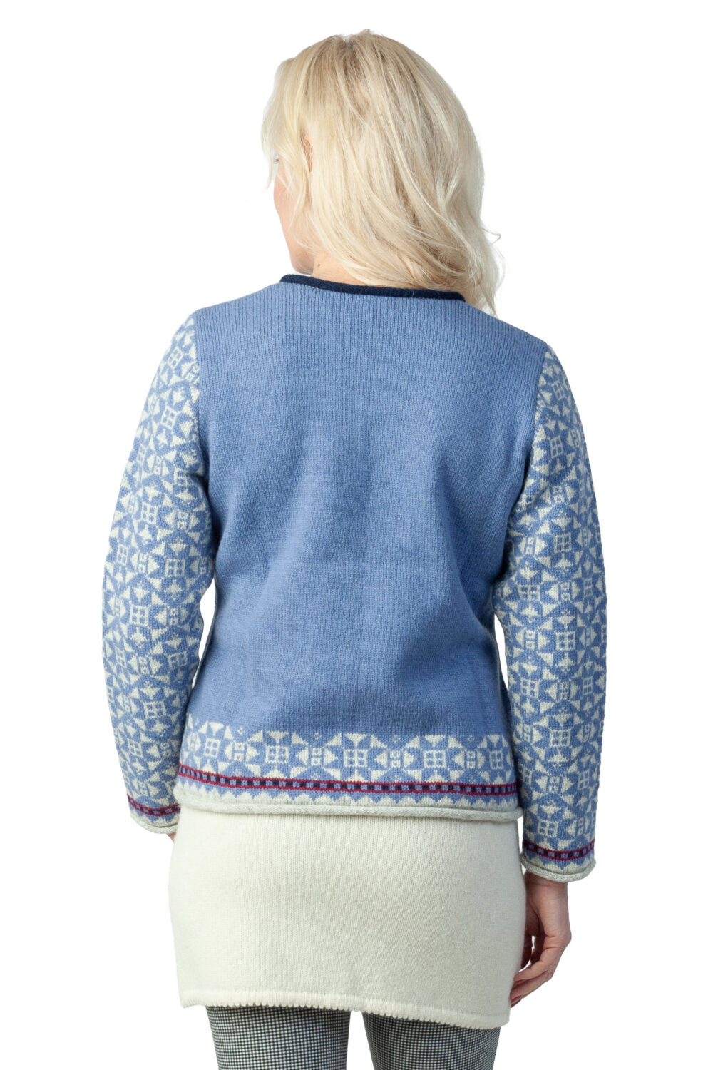 Short wool cardigan with Kihnu star patterns and a zipper - Image 3