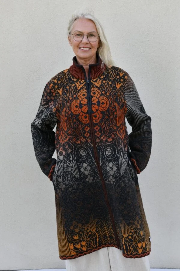 Long wool A-line coat with pockets