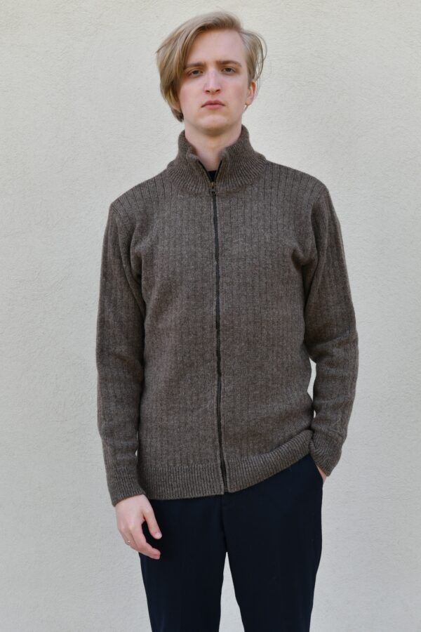Mens simple zip-up cardigan