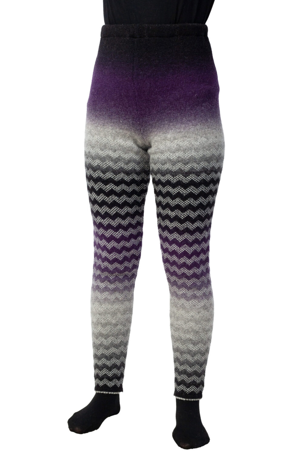 Wool leggings with a zigzag pattern - Image 3