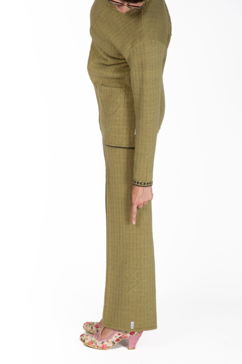 Wool leggings with pleats and a power symbol - Image 2