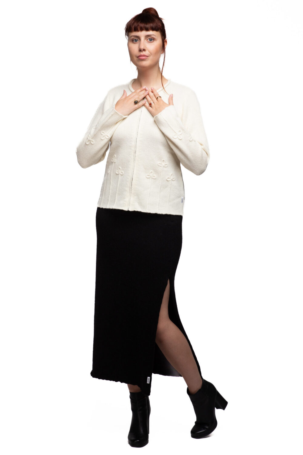 Long wool skirt with a protective symbol and a slit - Image 2