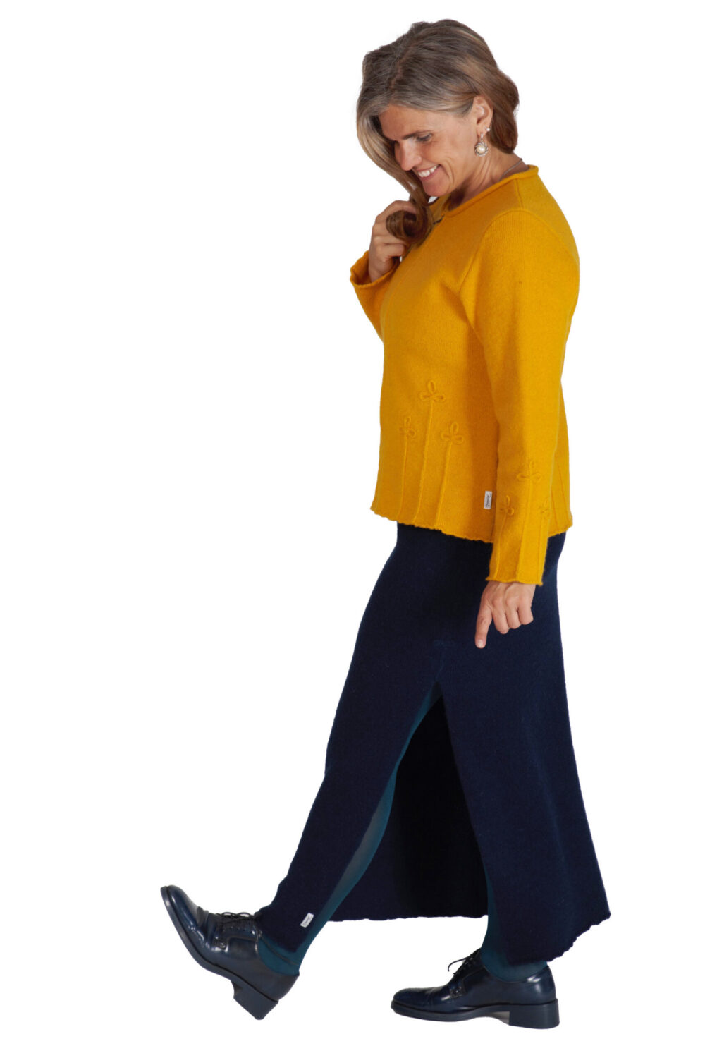 Long wool skirt with a protective symbol and a slit - Image 3