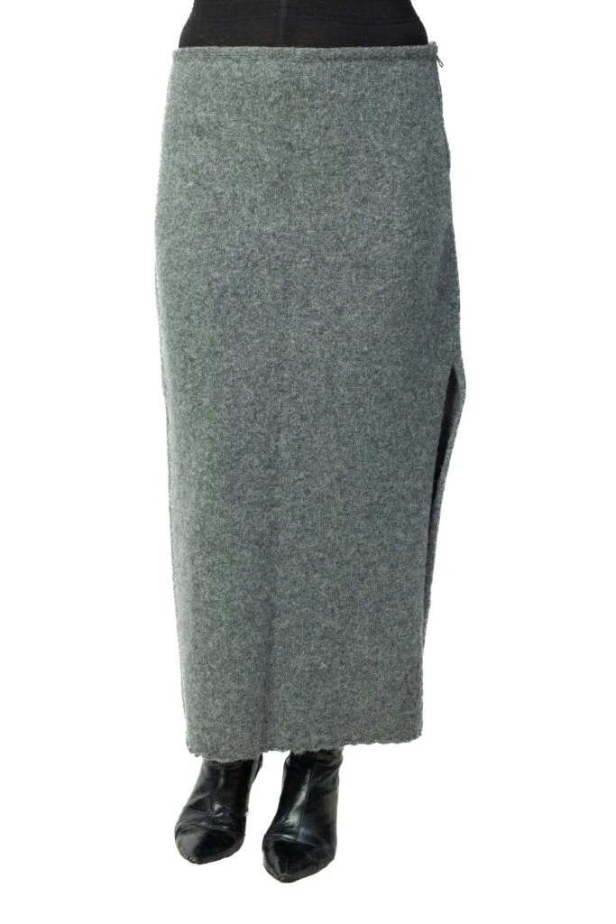 Long Straight Wool Skirt with Protective Symbol