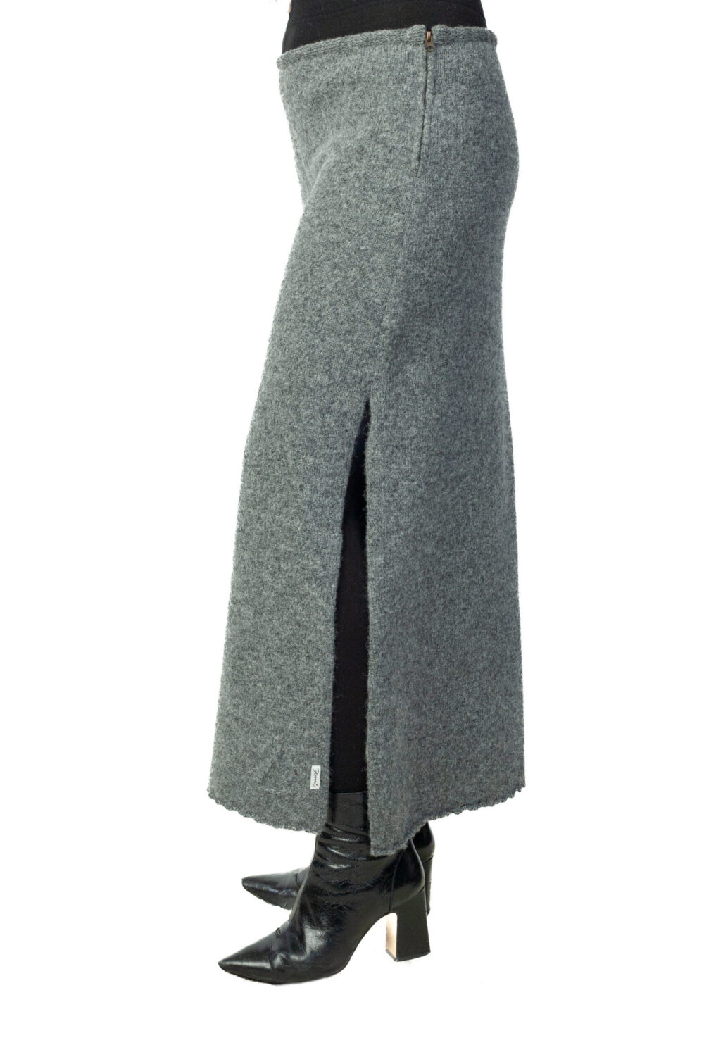 Long wool skirt with a protective symbol and a slit - Image 3