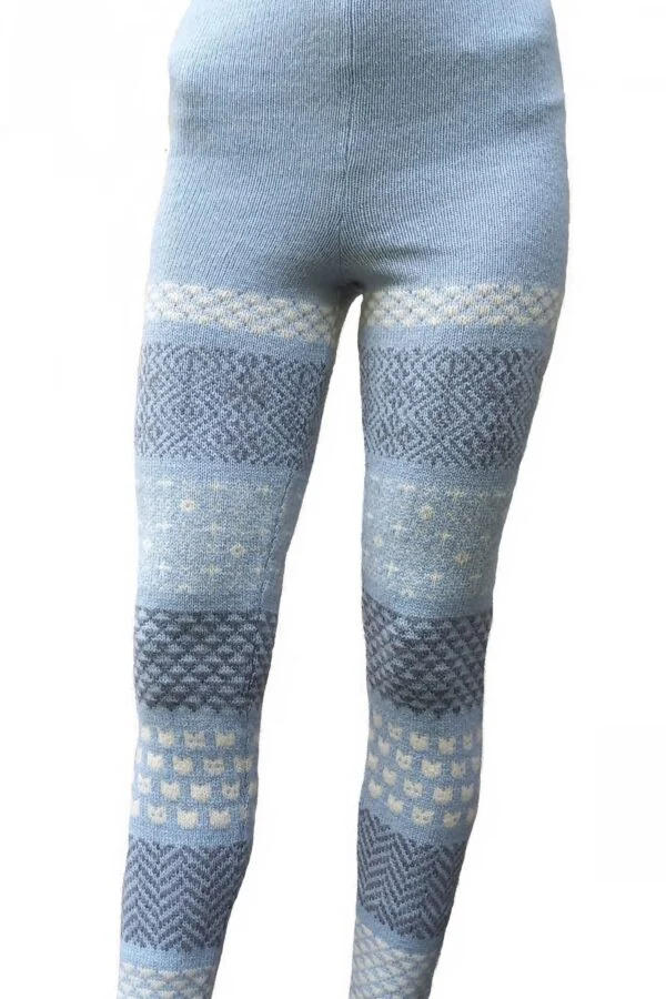 Weiche Leggings aus Merinowolle mit Katzenmotiven