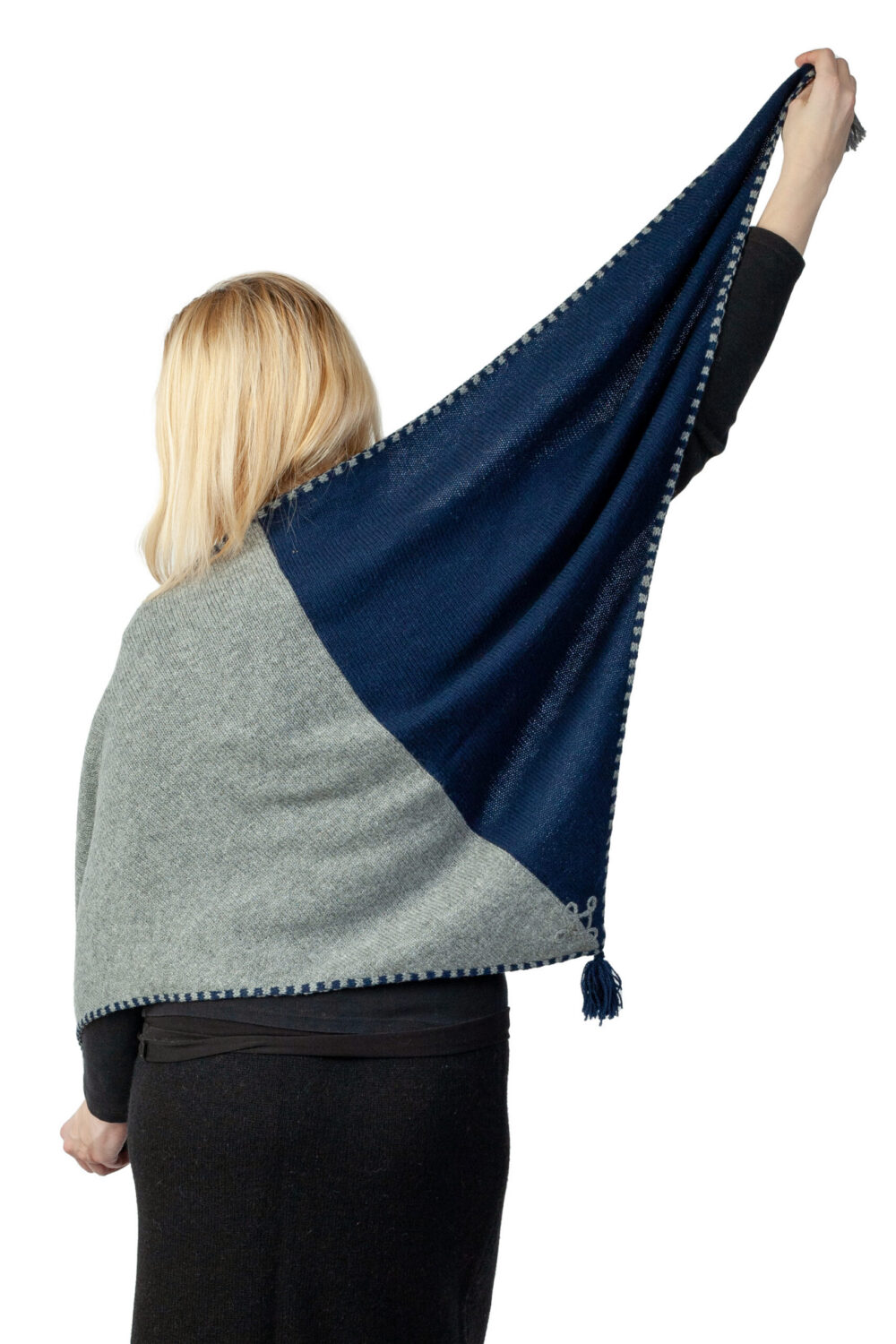 Wool triangular shawl with power symbol - Image 2