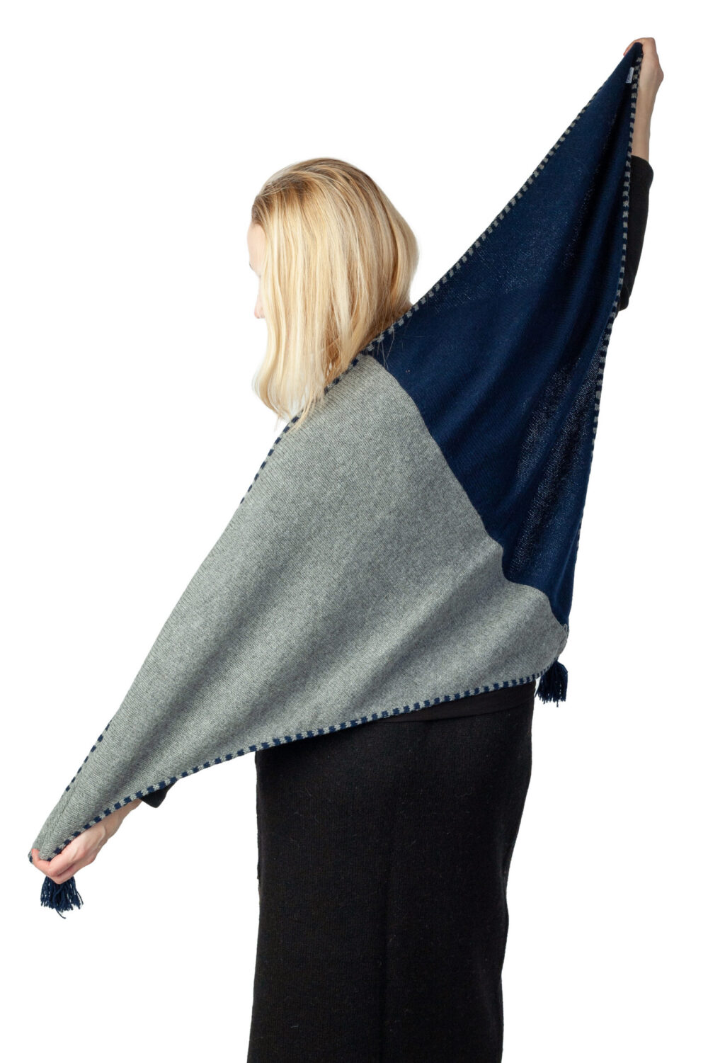 Wool triangular shawl with power symbol - Image 3