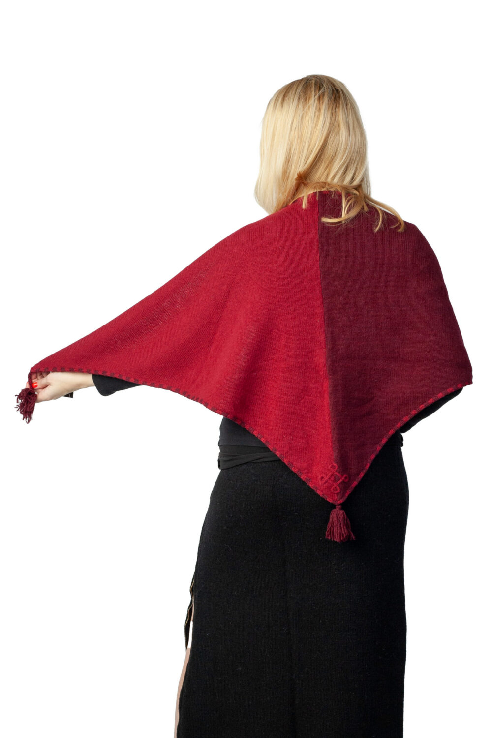 Wool triangular shawl with power symbol - Image 2