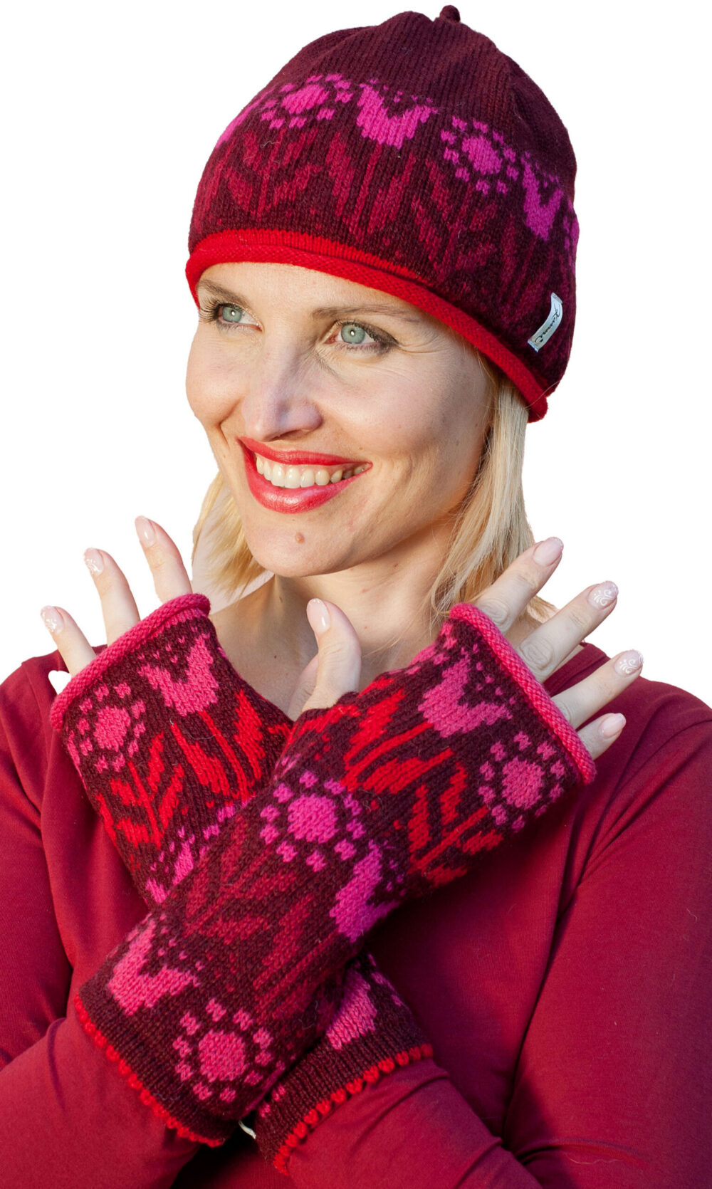 m-135-mm1-wool-hat-tulip-pattern-front-3.jpg Wool hat with tulip pattern - Image 1