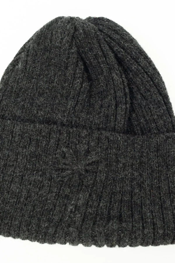 Wool hat in ribbed knit with a power symbol
