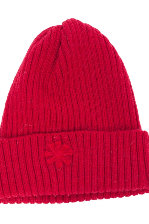 Wool hat in ribbed knit with a power symbol