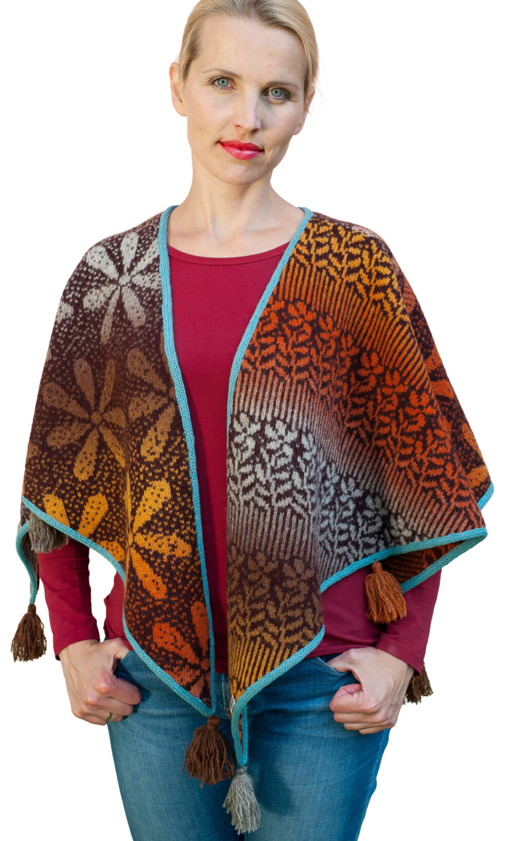 t-588-eb-square-wool-shawl-tassels-front-2.jpg Square wool shawl with tassels - Image 1