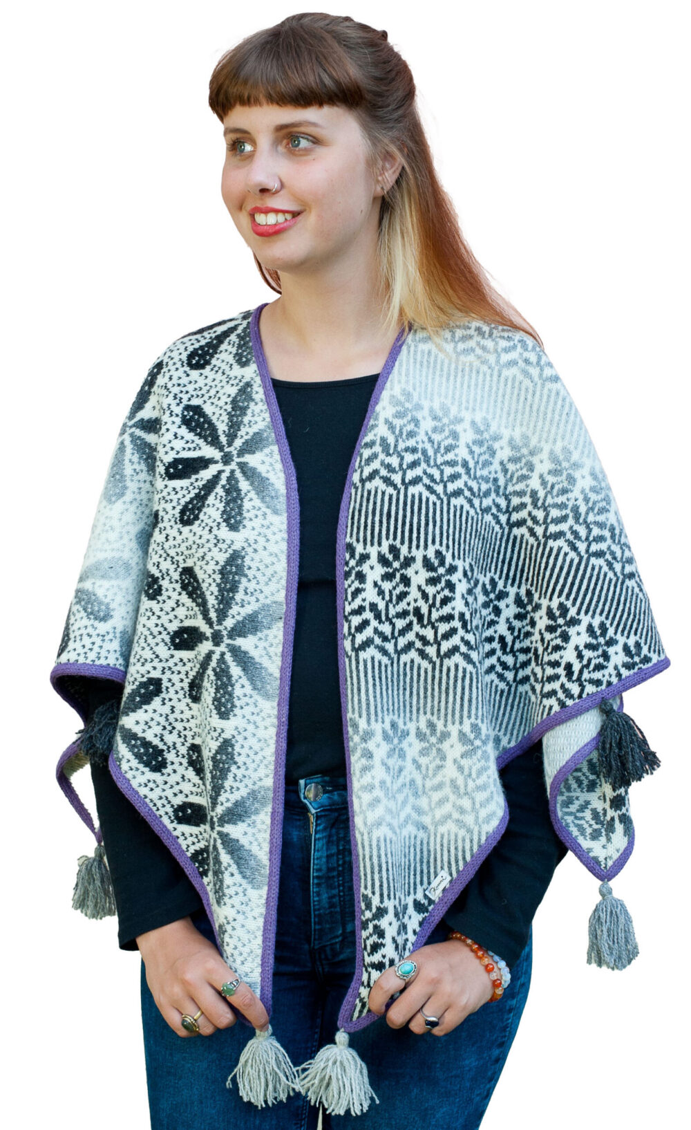 t-588-ec-square-wool-shawl-tassels-front-2.jpg Square wool shawl with tassels - Image 1