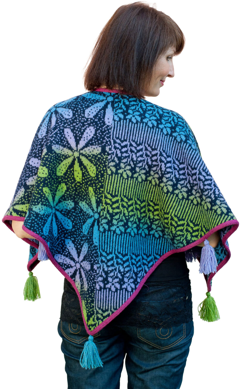 Square wool shawl with tassels - Image 2