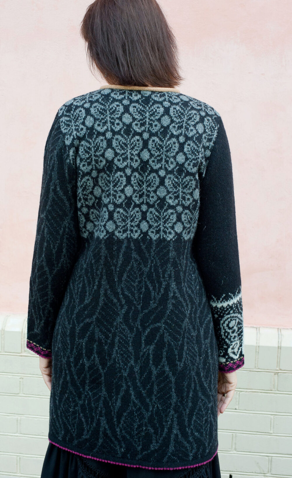 Wool cardigan with flowers and butterflies - Image 2