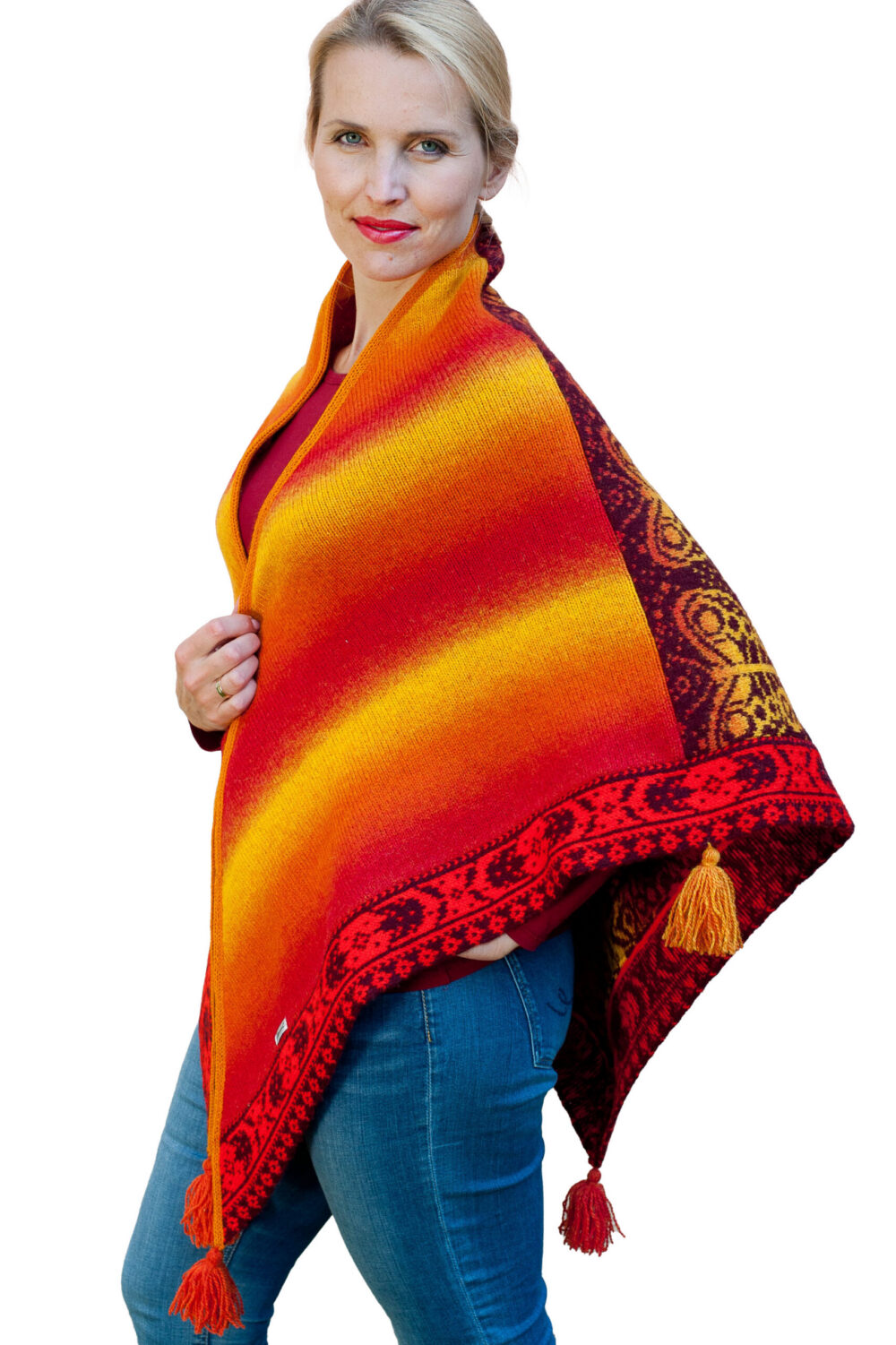 t-591-eu-wool-shawl-butterflies-front-2.jpg Wool shawl with butterflies - Image 1