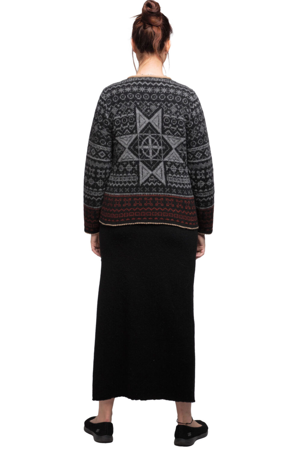 Short wool cardigan with power symbols and a zipper - Image 2