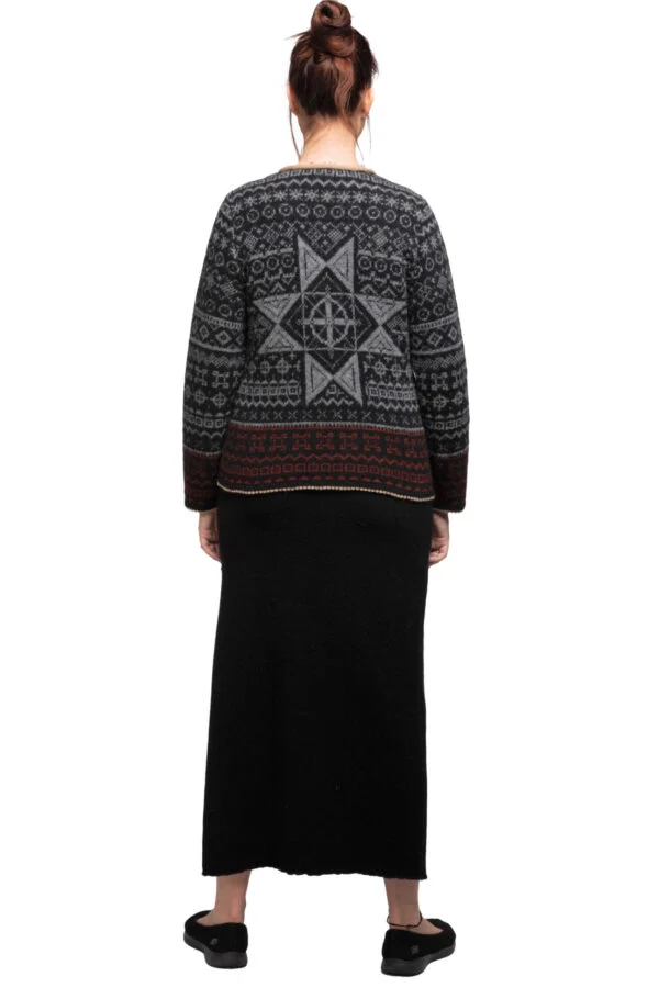 Short wool cardigan with power symbols and a zipper – image 2