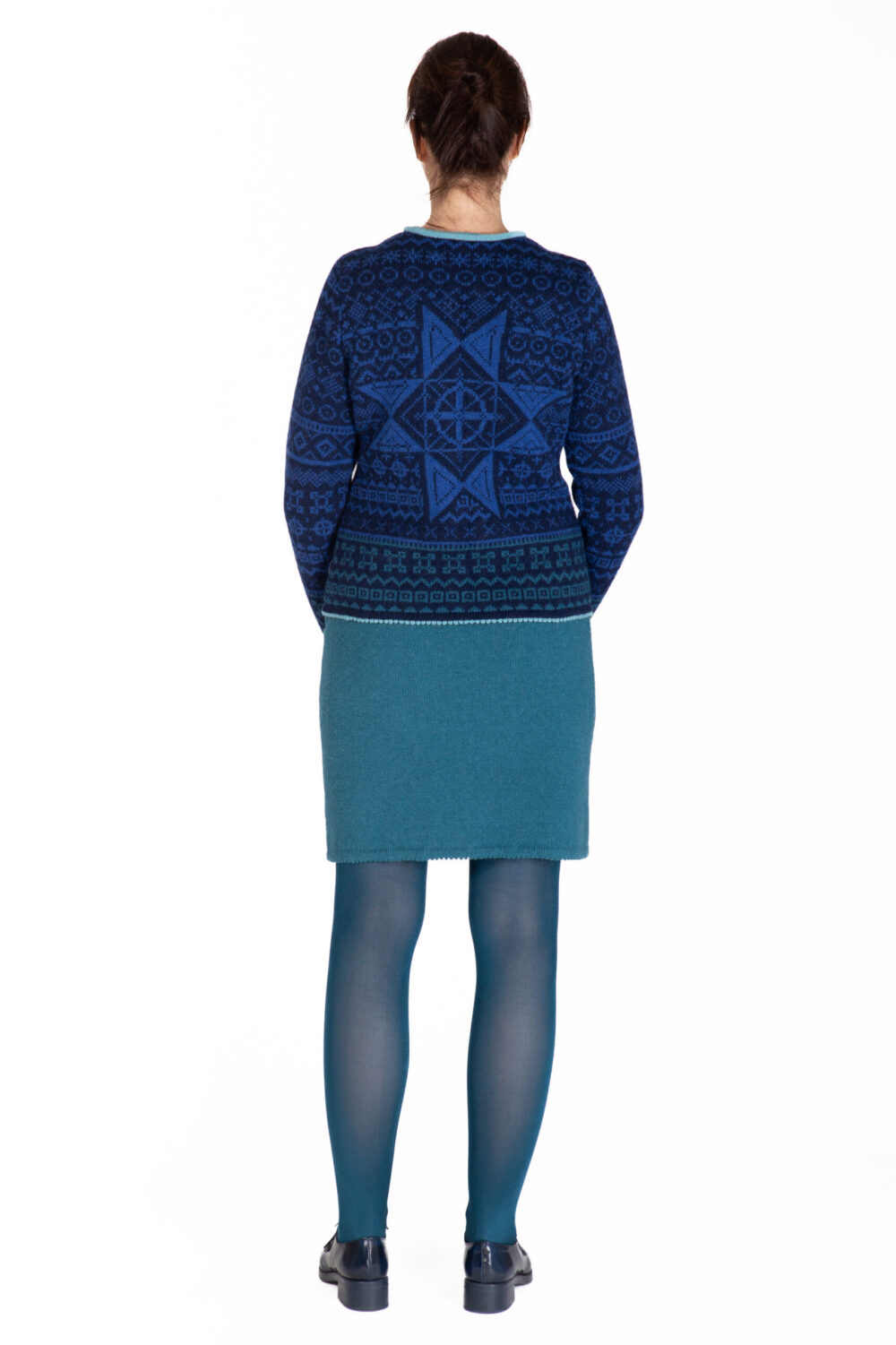 Short wool cardigan with power symbols and a zipper - Image 3