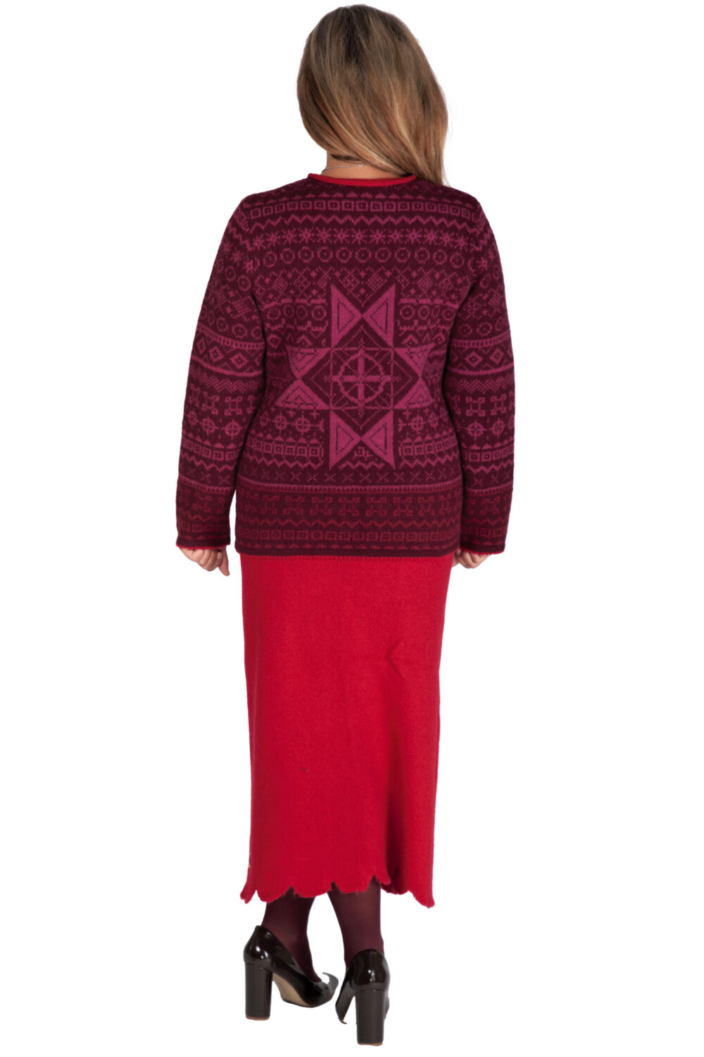 Short wool cardigan with power symbols and a zipper - Image 2