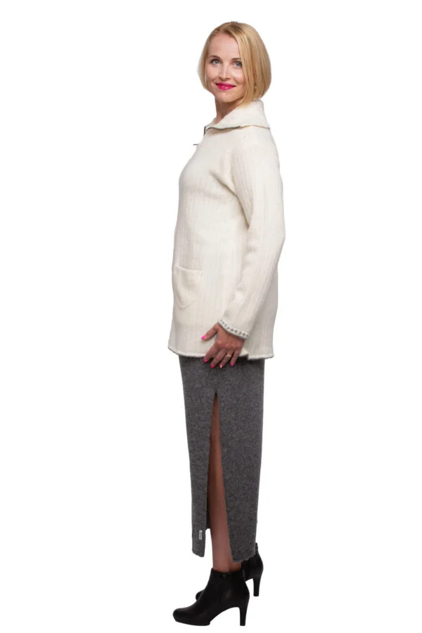Soft wool cardigan with a collar and power symbols – image 2