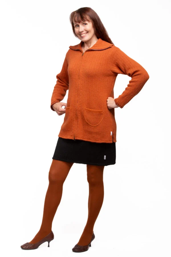 Soft wool cardigan with a collar and power symbols
