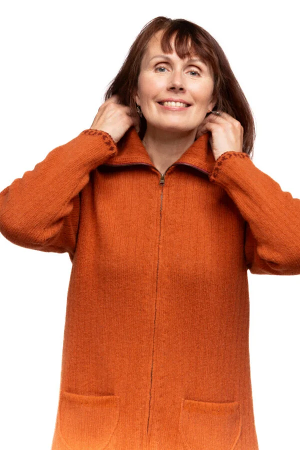 Soft wool cardigan with a collar and power symbols – image 2