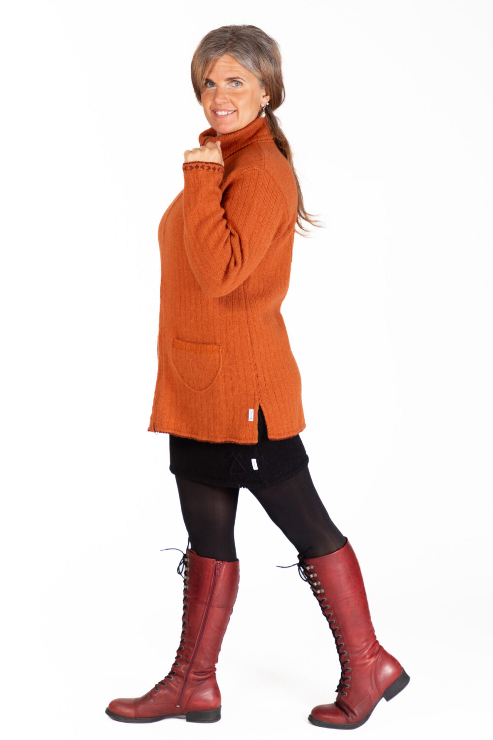 Soft wool cardigan with a collar and power symbols - Image 4