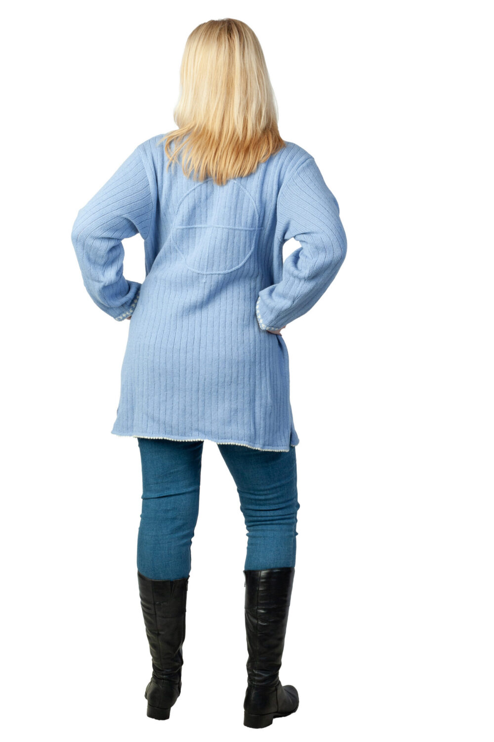 Soft wool cardigan with a collar and power symbols - Image 2
