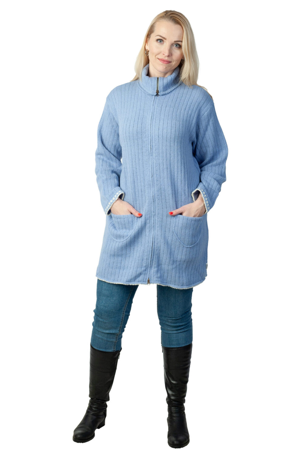 t-614-tt-soft-wool-cardigan-collar-power-symbols-front-2.jpg Soft wool cardigan with a collar and power symbols - Image 1