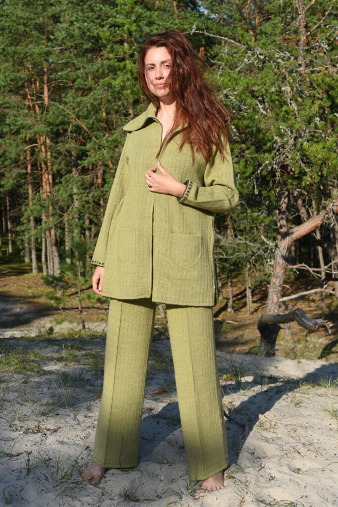 Soft wool cardigan with a collar and power symbols