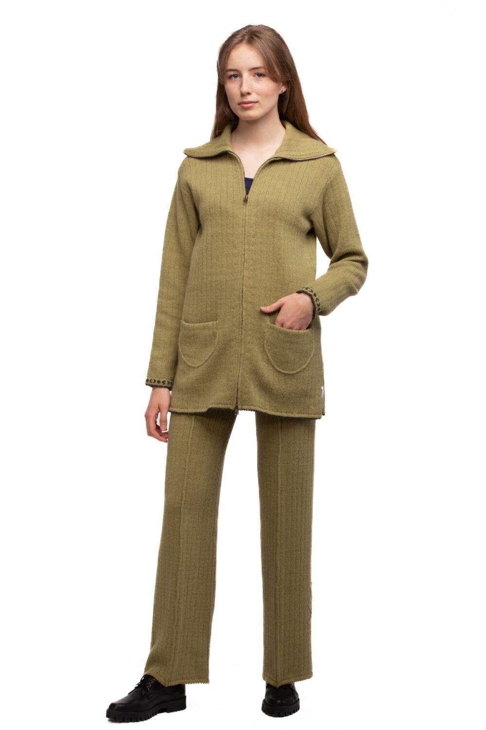 Soft wool cardigan with a collar and power symbols - Image 2