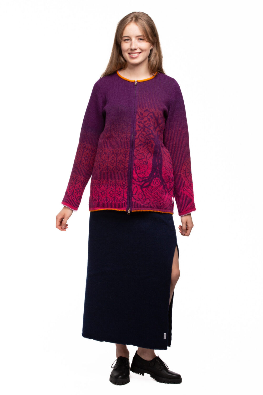 Wool cardigan with a Tree of Life pattern and a zipper - Image 2