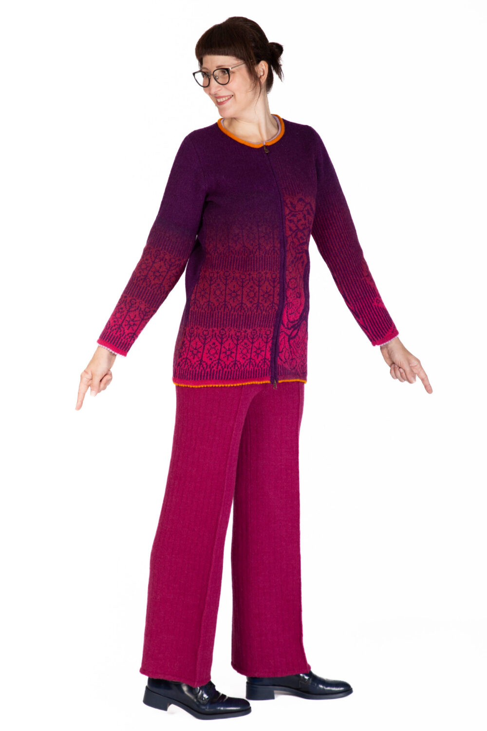 Wool cardigan with a Tree of Life pattern and a zipper - Image 3