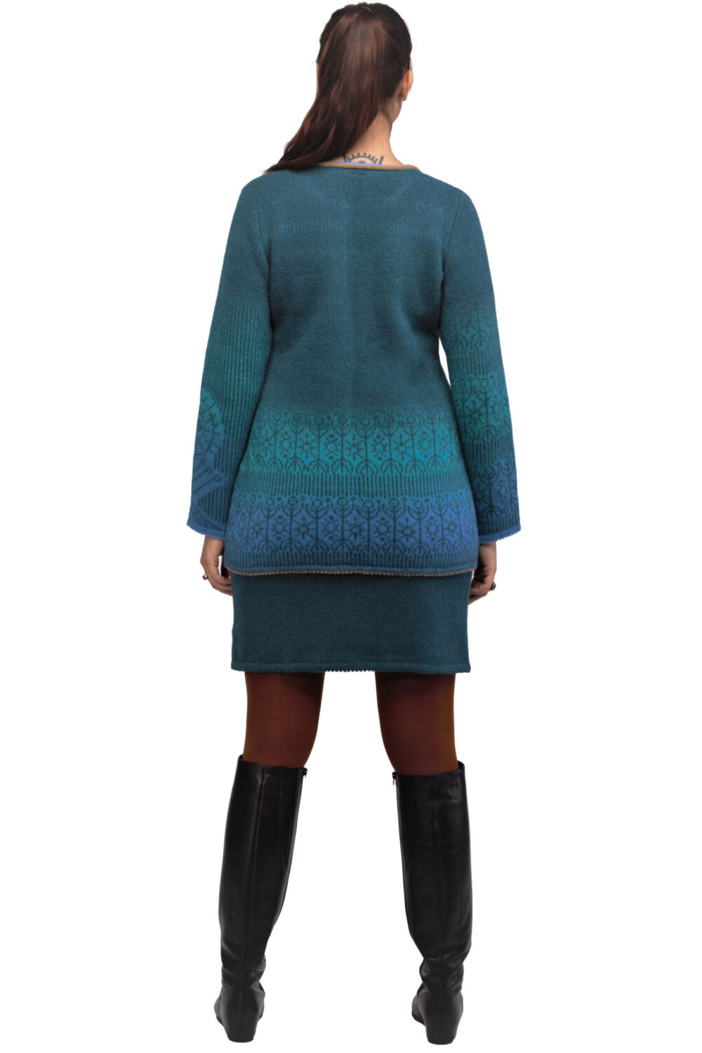 Wool cardigan with a Tree of Life pattern and a zipper - Image 3