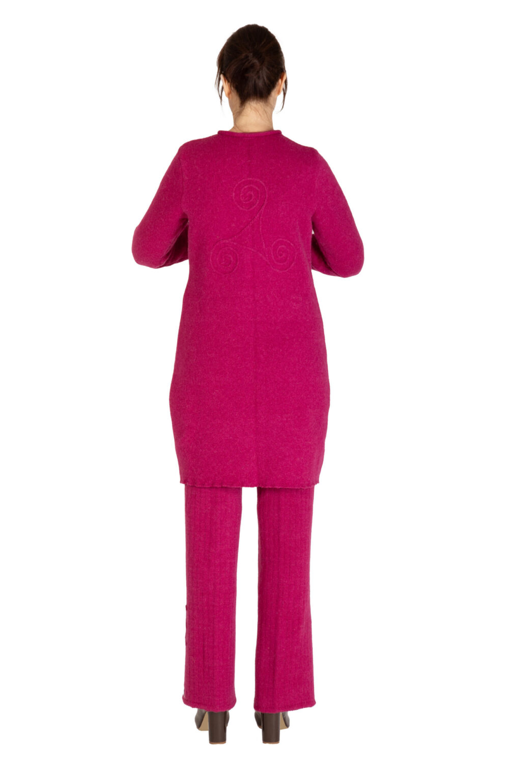 Long wool cardigan with power symbols and a pocket - Image 2