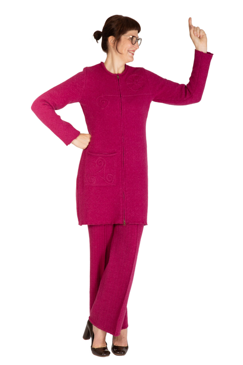 t-617-ll4-long-wool-cardigan-power-symbols-pocket-front-2.jpg Long wool cardigan with power symbols and a pocket - Image 1