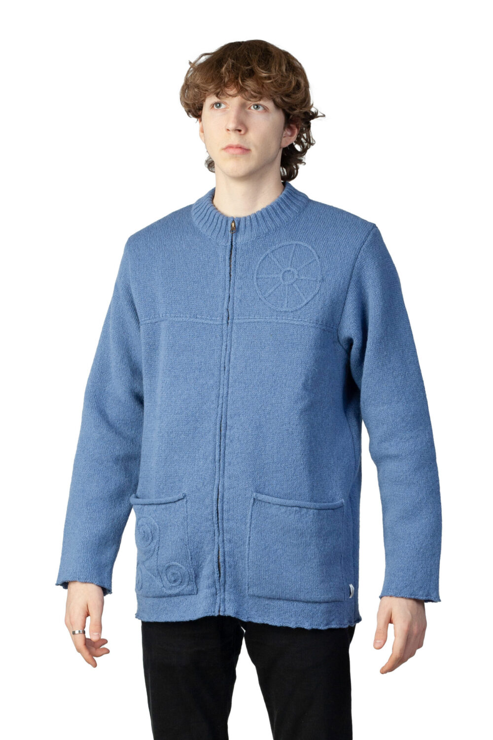 t-618-dd3-wool-cardigan-power-symbols-pockets-front-2.jpg Wool cardigan with power symbols and pockets - Image 1