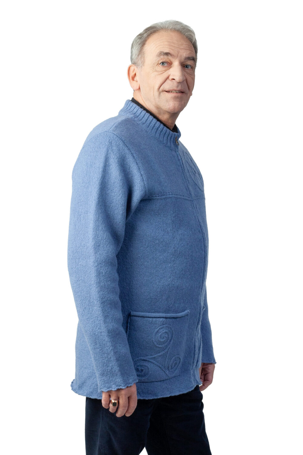 Wool cardigan with power symbols and pockets - Image 4