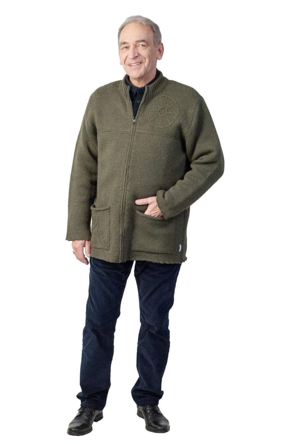 t-618-rr3-wool-cardigan-power-symbols-pockets-front-2.jpg Wool cardigan with power symbols and pockets - Image 1