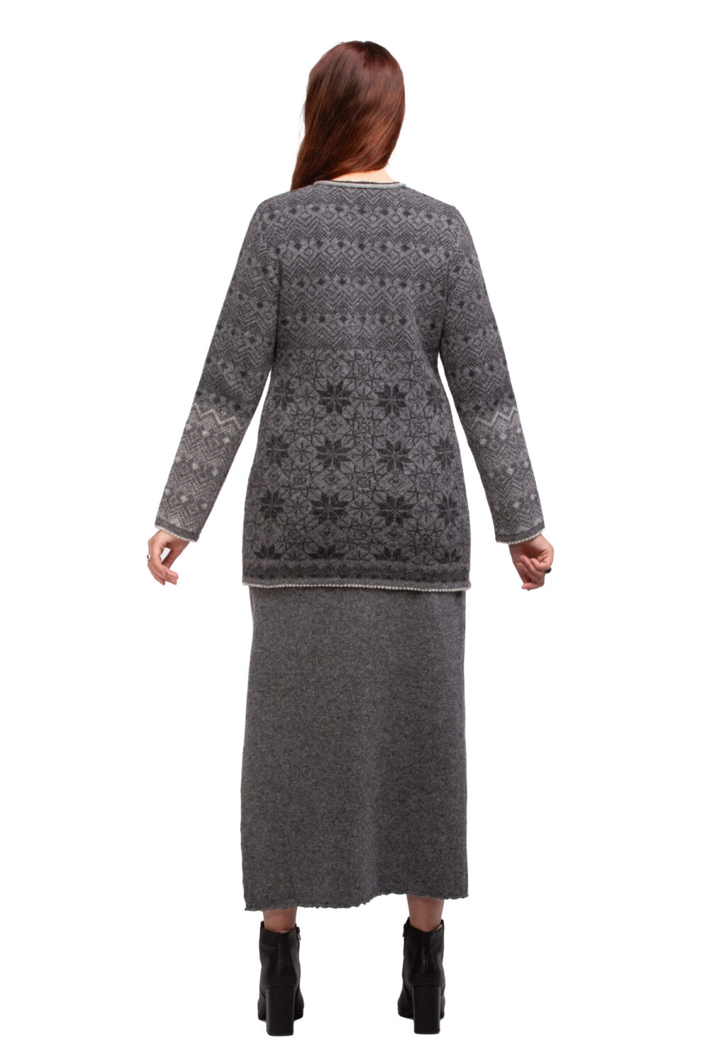 Wool cardigan with power symbols and a zipper - Image 2